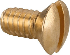 Value Collection - 1/4-20 UNC, 1/2" OAL Slotted Drive Machine Screw - Oval Head, Brass, Uncoated, Without Washer - Exact Tooling