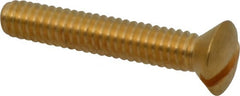 Value Collection - 1/4-20 UNC, 1-1/2" OAL Slotted Drive Machine Screw - Oval Head, Brass, Uncoated, Without Washer - Exact Tooling