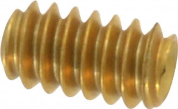 Value Collection - #6-32 UNC, 1/4" OAL, Cup Point Set Screw - Brass, 1/16" Key - Exact Tooling