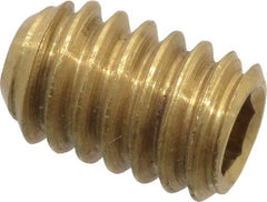 Value Collection - #8-32 UNC, 1/4" OAL, Cup Point Set Screw - Brass, 5/64" Key - Exact Tooling