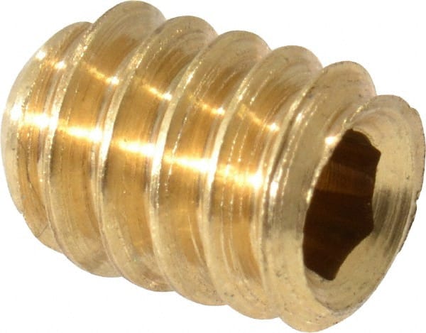 Value Collection - #10-24 UNC, 1/4" OAL, Cup Point Set Screw - Brass, 3/32" Key - Exact Tooling