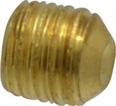 Value Collection - #10-32 UNF, 3/16" OAL, Cup Point Set Screw - Brass, 3/32" Key - Exact Tooling