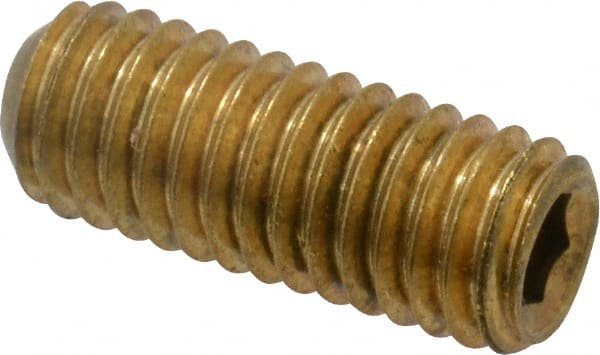 Value Collection - #10-32 UNF, 1/2" OAL, Cup Point Set Screw - Brass, 3/32" Key - Exact Tooling