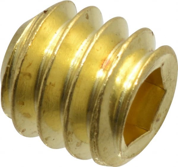 Value Collection - 1/4-20 UNC, 1/4" OAL, Cup Point Set Screw - Brass, 1/8" Key - Exact Tooling