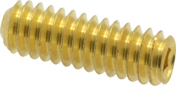 Value Collection - 1/4-20 UNC, 3/4" OAL, Cup Point Set Screw - Brass, 1/8" Key - Exact Tooling