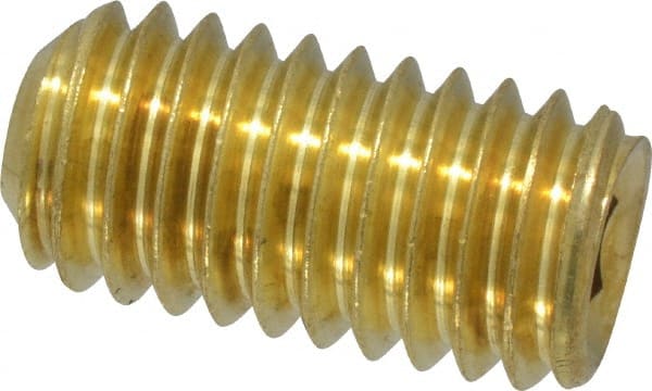 Value Collection - 3/8-16 UNC, 3/4" OAL, Cup Point Set Screw - Brass, 3/16" Key - Exact Tooling