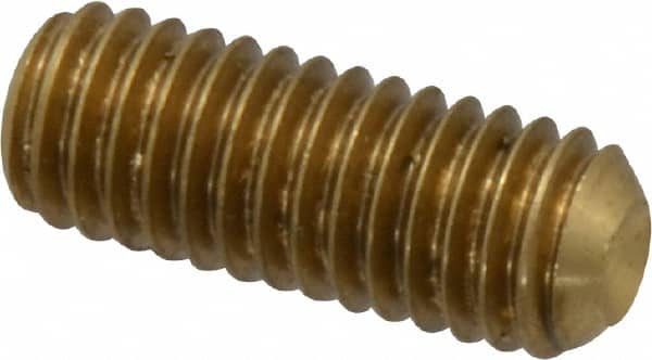 Value Collection - 3/8-16 UNC, 1" OAL, Cup Point Set Screw - Brass, 3/16" Key - Exact Tooling