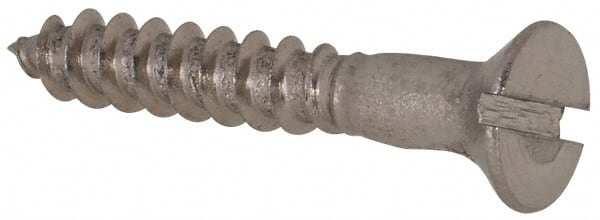 Value Collection - #4, 3/4" OAL, Slotted Drive, Flat Head Wood Screw - Stainless Steel, Grade 18-8 - Exact Tooling