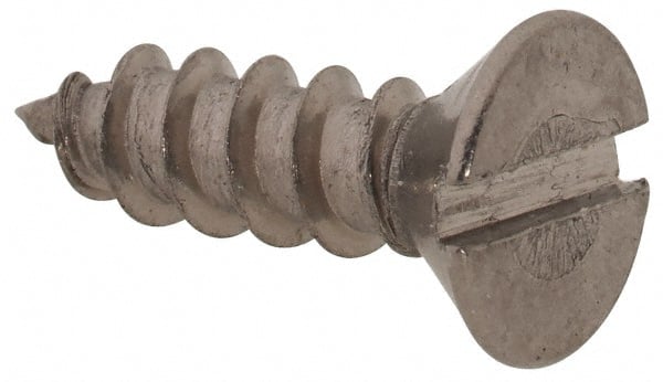 Value Collection - #6, 1/2" OAL, Slotted Drive, Flat Head Wood Screw - Stainless Steel, Grade 18-8 - Exact Tooling