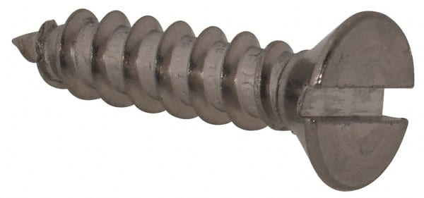 Value Collection - #6, 5/8" OAL, Slotted Drive, Flat Head Wood Screw - Stainless Steel, Grade 18-8 - Exact Tooling