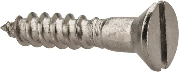 Value Collection - #6, 3/4" OAL, Slotted Drive, Flat Head Wood Screw - Stainless Steel, Grade 18-8 - Exact Tooling