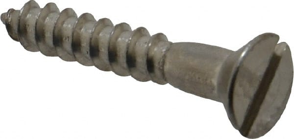 Value Collection - #8, 1" OAL, Slotted Drive, Flat Head Wood Screw - Stainless Steel, Grade 18-8 - Exact Tooling