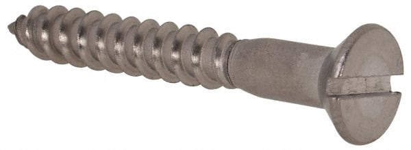 Value Collection - #10, 1-1/2" OAL, Slotted Drive, Flat Head Wood Screw - Stainless Steel, Grade 18-8 - Exact Tooling
