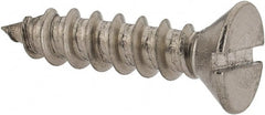 Value Collection - #12, 1" OAL, Slotted Drive, Flat Head Wood Screw - Stainless Steel, Grade 18-8 - Exact Tooling