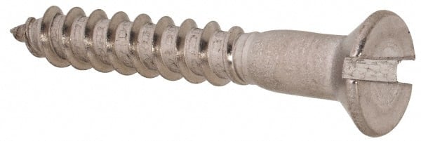 Value Collection - #12, 1-1/2" OAL, Slotted Drive, Flat Head Wood Screw - Stainless Steel, Grade 18-8 - Exact Tooling