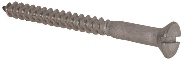 Value Collection - #12, 2-1/2" OAL, Slotted Drive, Flat Head Wood Screw - Stainless Steel, Grade 18-8 - Exact Tooling