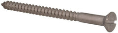 Value Collection - #12, 3" OAL, Slotted Drive, Flat Head Wood Screw - Stainless Steel, Grade 18-8 - Exact Tooling