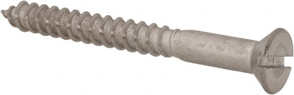 Value Collection - #14, 2-1/2" OAL, Slotted Drive, Flat Head Wood Screw - Stainless Steel, Grade 18-8 - Exact Tooling