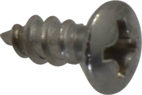 Value Collection - #6 Oval Head Phillips Sheet Metal Screw - Stainless Steel, 3/8" OAL, Grade 18-8 - Exact Tooling
