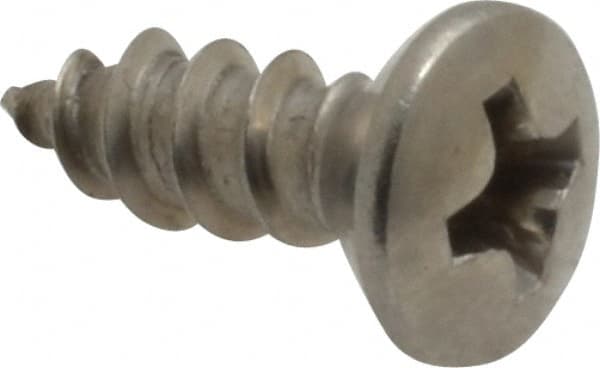 Value Collection - #8 Oval Head Phillips Sheet Metal Screw - Stainless Steel, 1/2" OAL, Grade 18-8 - Exact Tooling