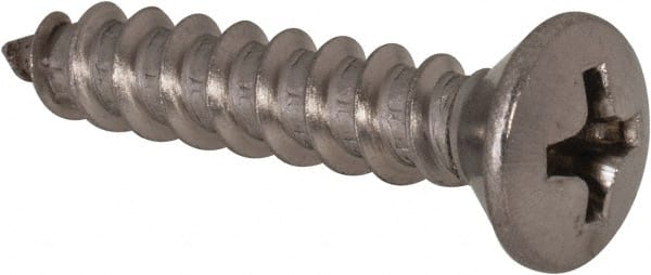 Value Collection - #10 Oval Head Phillips Sheet Metal Screw - Stainless Steel, 1" OAL, Grade 18-8 - Exact Tooling
