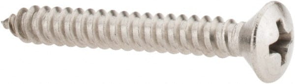 Value Collection - #10 Oval Head Phillips Sheet Metal Screw - Stainless Steel, 1-1/2" OAL, Grade 18-8 - Exact Tooling