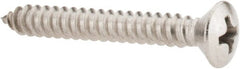 Value Collection - #10 Oval Head Phillips Sheet Metal Screw - Stainless Steel, 1-1/2" OAL, Grade 18-8 - Exact Tooling