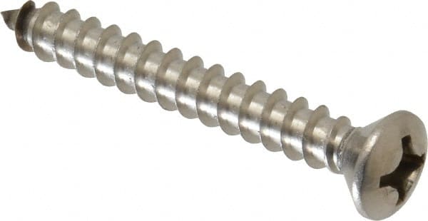 Value Collection - #12 Oval Head Phillips Sheet Metal Screw - Stainless Steel, 1-3/4" OAL, Grade 18-8 - Exact Tooling
