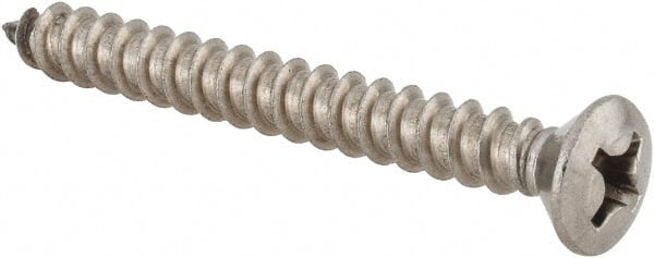Value Collection - #12 Oval Head Phillips Sheet Metal Screw - Stainless Steel, 2" OAL, Grade 18-8 - Exact Tooling