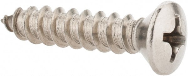 Value Collection - #14 Oval Head Phillips Sheet Metal Screw - Stainless Steel, 1-1/4" OAL, Grade 18-8 - Exact Tooling