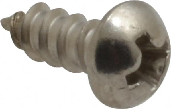 Value Collection - #6 Round Head Phillips Sheet Metal Screw - Stainless Steel, 3/8" Length Under Head, Grade 18-8 - Exact Tooling