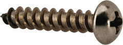 Value Collection - #10 Round Head Phillips Sheet Metal Screw - Stainless Steel, 1" Length Under Head, Grade 18-8 - Exact Tooling