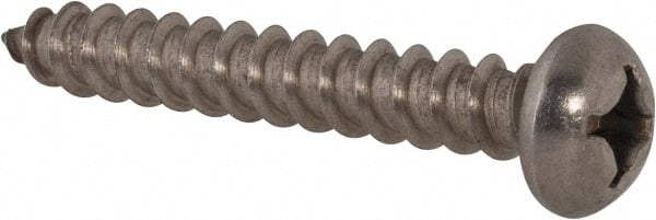 Value Collection - #12 Round Head Phillips Sheet Metal Screw - Stainless Steel, 1-1/2" Length Under Head, Grade 18-8 - Exact Tooling