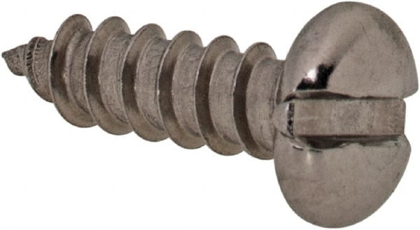Value Collection - #4 Pan Head Slotted Sheet Metal Screw - Stainless Steel, 3/8" Length Under Head, Grade 18-8 - Exact Tooling