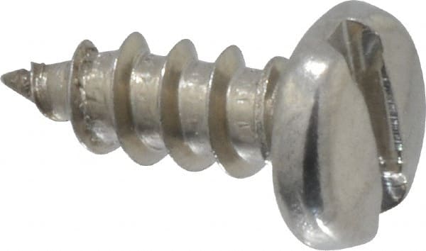 Value Collection - #6 Pan Head Slotted Sheet Metal Screw - Stainless Steel, 3/8" Length Under Head, Grade 18-8 - Exact Tooling