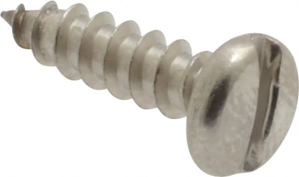 Value Collection - #6 Pan Head Slotted Sheet Metal Screw - Stainless Steel, 1/2" Length Under Head, Grade 18-8 - Exact Tooling