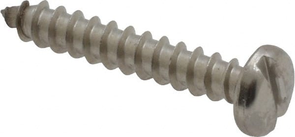 Value Collection - #8 Pan Head Slotted Sheet Metal Screw - Stainless Steel, 1" Length Under Head, Grade 18-8 - Exact Tooling
