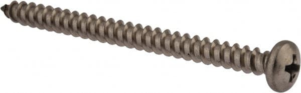 Value Collection - #10 Pan Head Phillips Sheet Metal Screw - Stainless Steel, 2-1/2" Length Under Head, Grade 18-8 - Exact Tooling