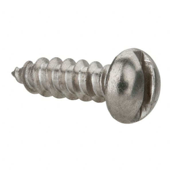 Value Collection - #6 Round Head Slotted Sheet Metal Screw - Stainless Steel, 1/2" Length Under Head, Grade 18-8 - Exact Tooling