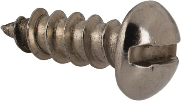 Value Collection - #8 Round Head Slotted Sheet Metal Screw - Stainless Steel, 1/2" Length Under Head, Grade 18-8 - Exact Tooling