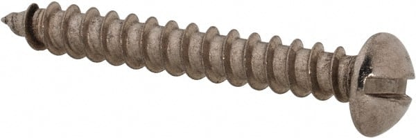 Value Collection - #8 Round Head Slotted Sheet Metal Screw - Stainless Steel, 1-1/4" Length Under Head, Grade 18-8 - Exact Tooling