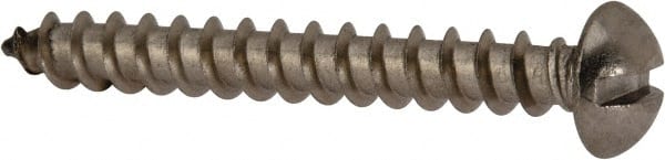 Value Collection - #10 Round Head Slotted Sheet Metal Screw - Stainless Steel, 1-1/2" Length Under Head, Grade 18-8 - Exact Tooling