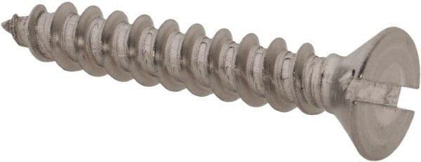 Value Collection - #10 Flat Head Slotted Sheet Metal Screw - Stainless Steel, 1-1/4" OAL, Grade 18-8 - Exact Tooling