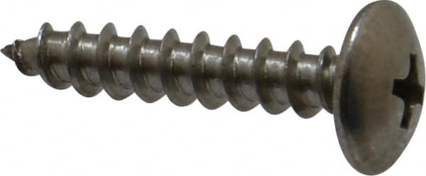 Value Collection - #10 Truss Head Slotted Sheet Metal Screw - Stainless Steel, 1" Length Under Head, Grade 18-8 - Exact Tooling