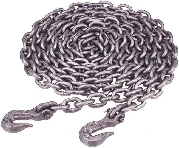 Peerless Chain - 20 Ft. Long, 5400 Lbs. Load Capacity, Carbon Steel Tie Down Chain - 43 Grade, 1.33 Inch Inside Long x 0.569 Inch Inside Wide - Exact Tooling