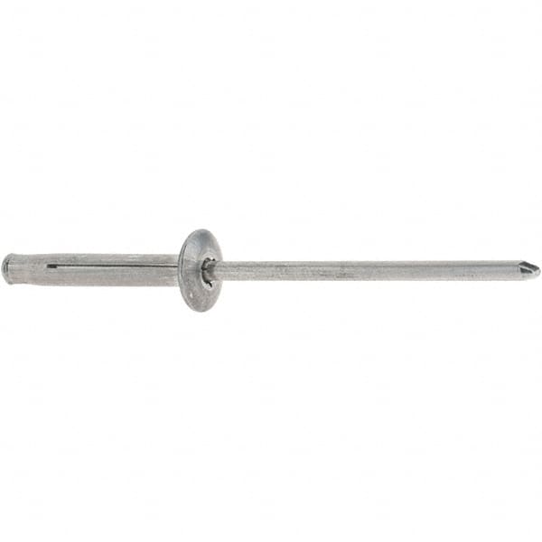 RivetKing - Dome Head Aluminum Plus Blind Rivet - Aluminum Mandrel, 1/8" to 3/8" Grip, 0.312" Head Diam, 0.129" to 0.143" Hole Diam, 0.975" Length Under Head, 1/8" Body Diam - Exact Tooling