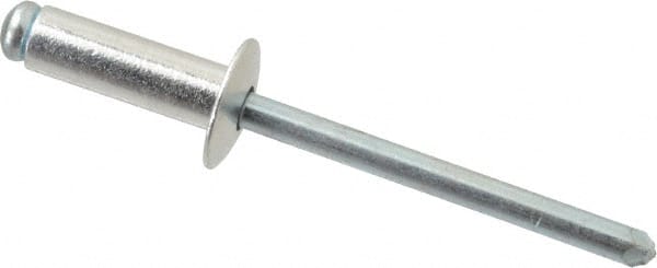 RivetKing - Size 66 Dome Head Aluminum Open End Blind Rivet - Steel Mandrel, 0.251" to 3/8" Grip, 3/8" Head Diam, 0.192" to 0.196" Hole Diam, 0.575" Length Under Head, 3/16" Body Diam - Exact Tooling