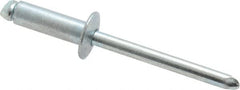 RivetKing - Size 66 Dome Head Steel Open End Blind Rivet - Steel Mandrel, 0.251" to 3/8" Grip, 3/8" Head Diam, 0.192" to 0.196" Hole Diam, 0.575" Length Under Head, 3/16" Body Diam - Exact Tooling