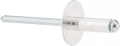 RivetKing - Size 66 Large Flange Dome Head Aluminum Open End Blind Rivet - Steel Mandrel, 0.251" to 3/8" Grip, 5/8" Head Diam, 0.192" to 0.196" Hole Diam, 0.575" Length Under Head, 3/16" Body Diam - Exact Tooling
