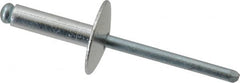 RivetKing - Size 68 Large Flange Dome Head Aluminum Open End Blind Rivet - Steel Mandrel, 0.376" to 1/2" Grip, 5/8" Head Diam, 0.192" to 0.196" Hole Diam, 0.7" Length Under Head, 3/16" Body Diam - Exact Tooling